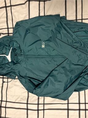 Teal Windbreaker Jacket with Hood - Unbranded
